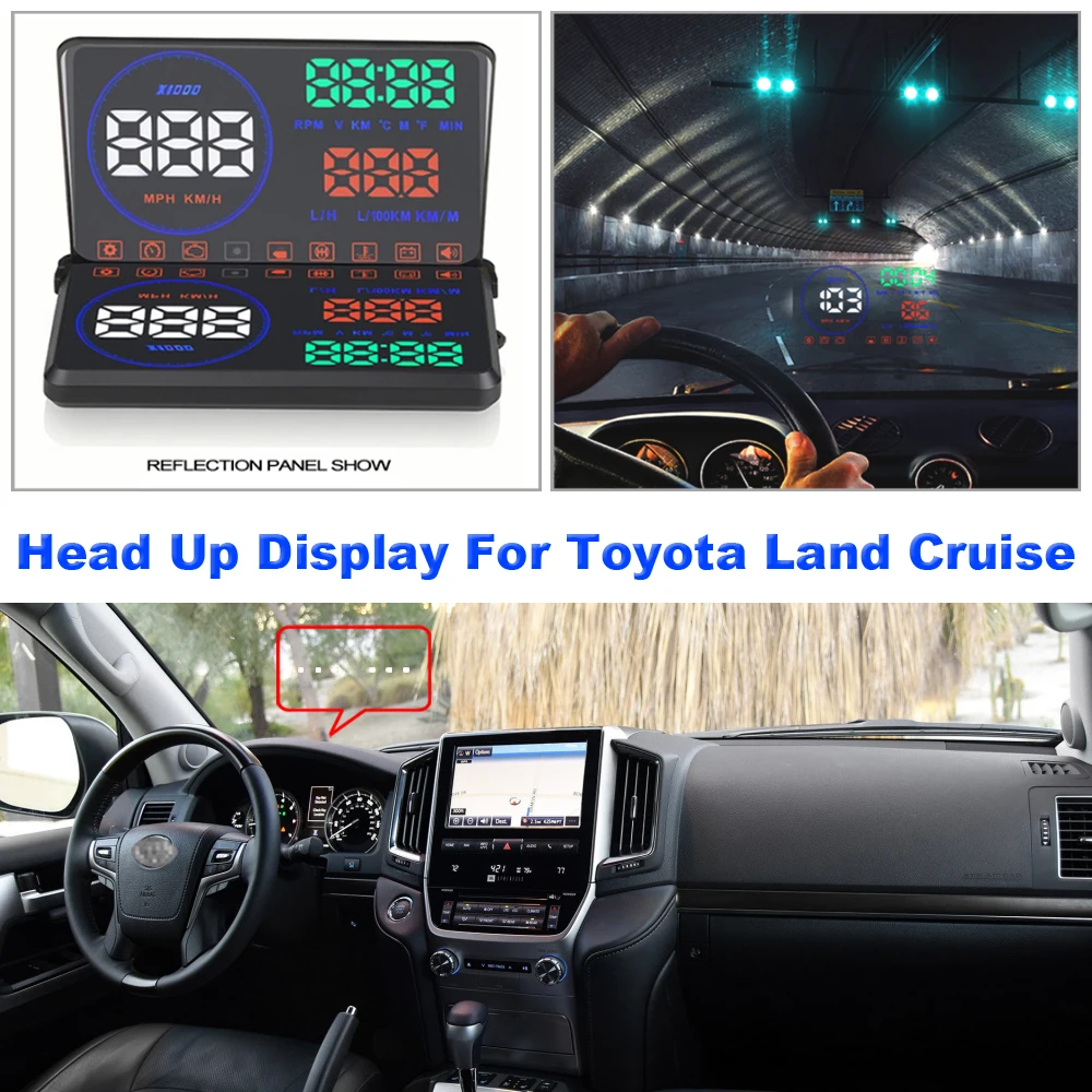 

For Toyota Land Cruise/Roraima 200 2008-2019 2020 Car Electronic Auto Accessories Head Up Display HUD OBD/OBD2 Speed Alarm