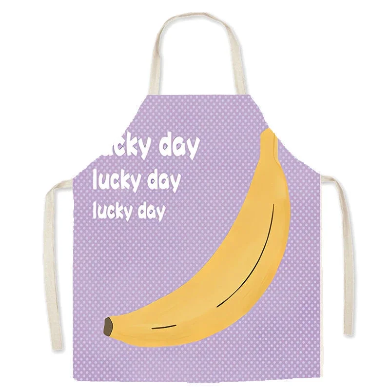 Ins Fashion Cream Dopamine Printed Linen Sleeveless Apron Parent-Child Kitchen Cooking Home Drawing Coat