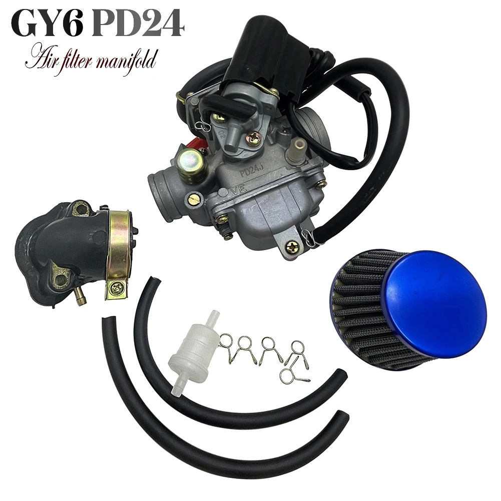 Motorcycle Parts Carburetor GY6 PD24J with Intake Manifold 125cc 150cc Fit For BAJA Scooter ATV Go Kart Scooter 125cc PD24J