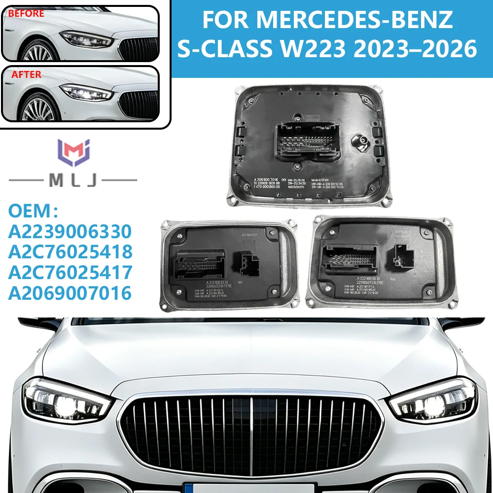 A2C76025418 A2239006330 A2239006530 A2069007016 LED Headlight Control Ballast Module For Mercedes Benz S-Class W223 2023-2026