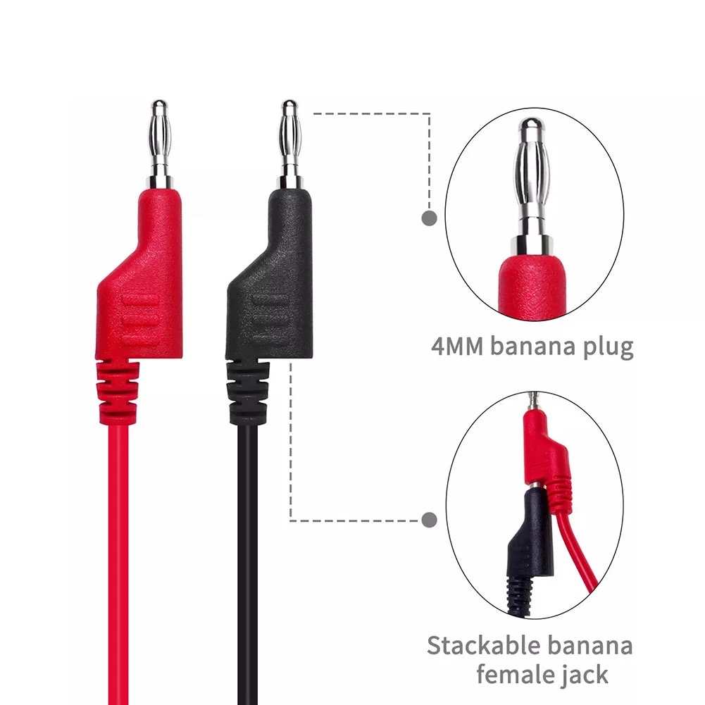2pcs Anana Plug To Crocodile Clip Cable 15A 1000V For Power Supply Signal Detection Universal Meter Test Leads Maint