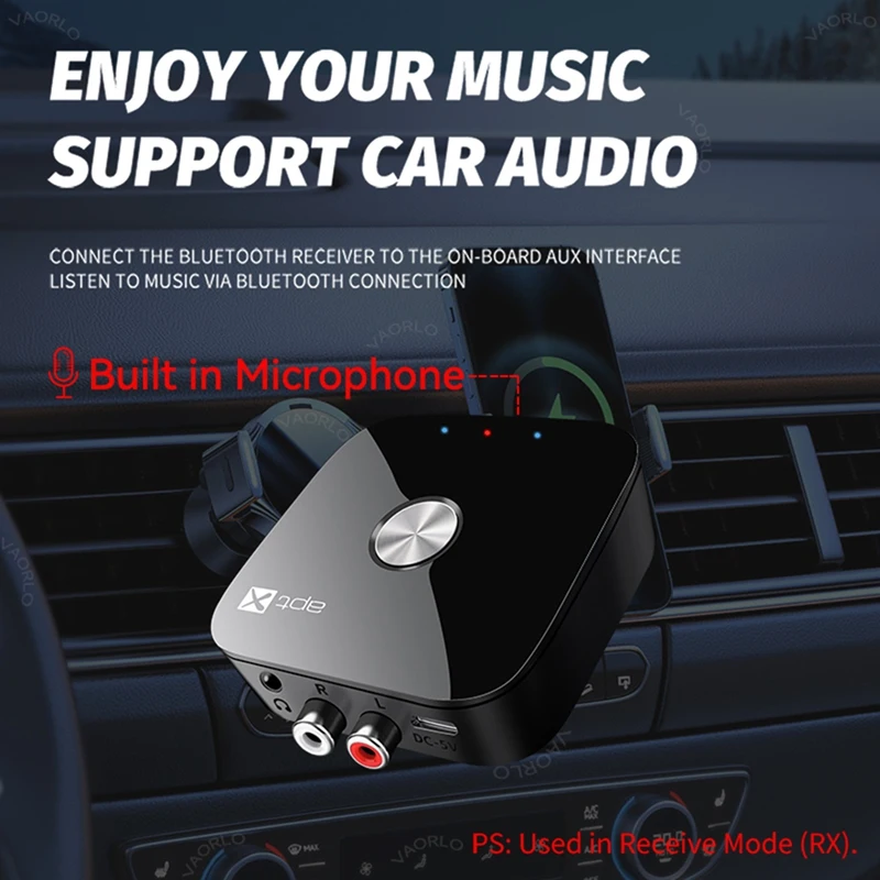 Bluetooth 5.4 Audio Transmitter Receiver Aptx-Adaptive/HD/LL 3.5MM AUX 2-In-1 Wireless Hifi Adapter Stereo Music