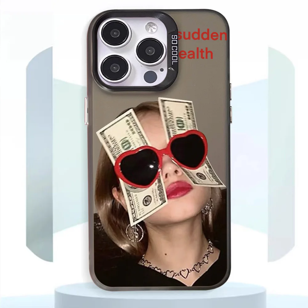 Heart Red Sunglasses Phone Case For iphone11 12 13 14 15 16 Pro Max Plus  fashion laser colorful silver IMD cover