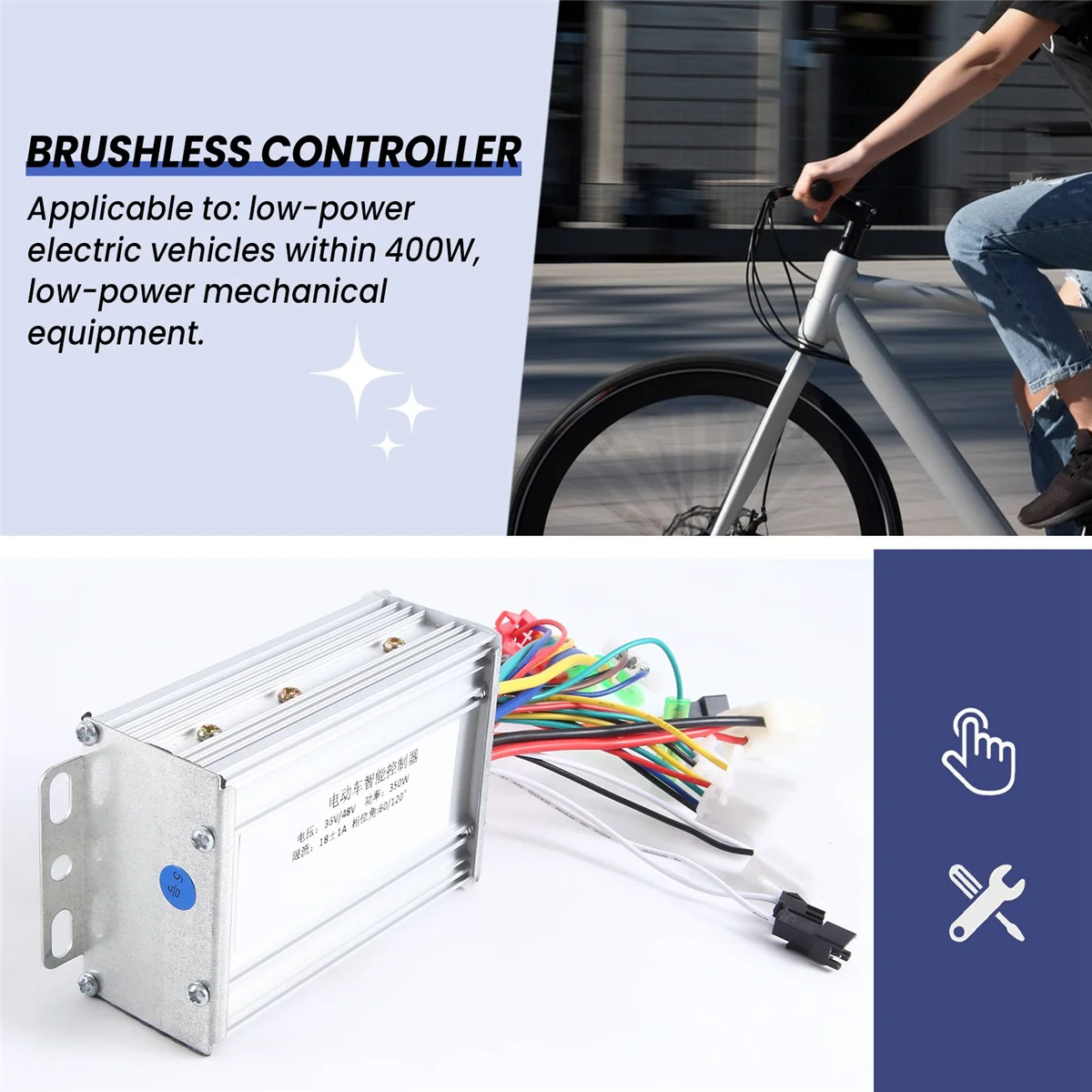 36V 48V 350W E-Bike Brushless Controller 6 หลอด Dual Mode สําหรับไฟฟ้าจักรยานสกู๊ตเตอร์ความเร็วอัจฉริยะ Dual มอเตอร์ Part