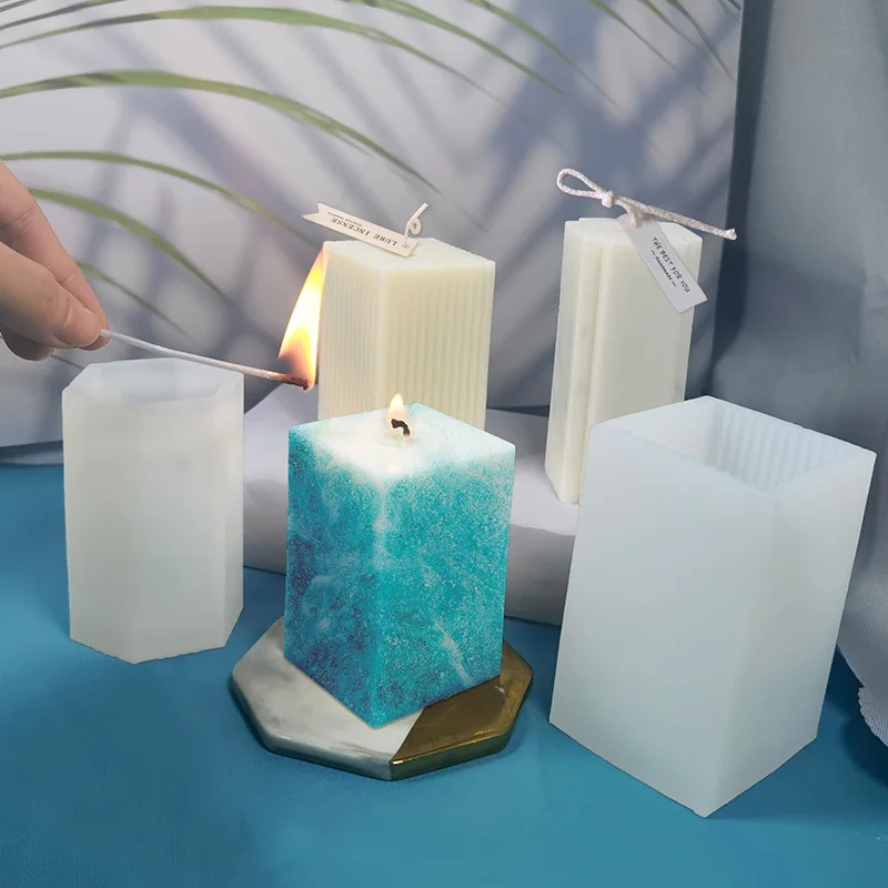 Square Aromatherapy Candle Silicone Mold DIY Geometric Shapes Diffuser Stone Handmade Soap Gypsum Resin Mould Home Decor