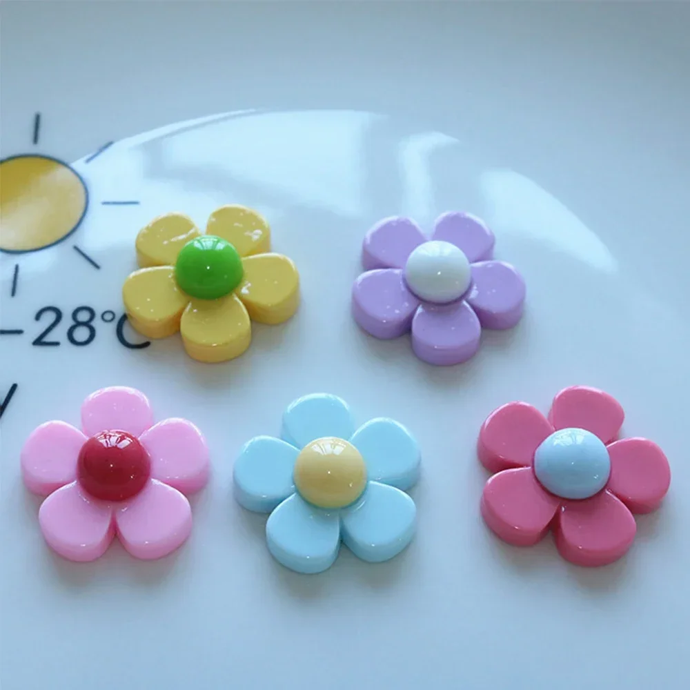 10PCS Shiny Five Petal Flower Miniature Flat Back Resin Cabochons For Hairpin Scrapbooking DIY Home Decor Craft Accessories