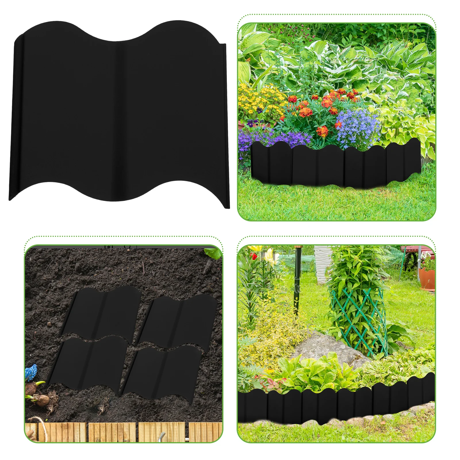 

20pcs Garden Fence Border Landscaping Edging For Flower Bed Decorative Fencing Lawn Edge Plastic Garden Bed Divider Pp Panels