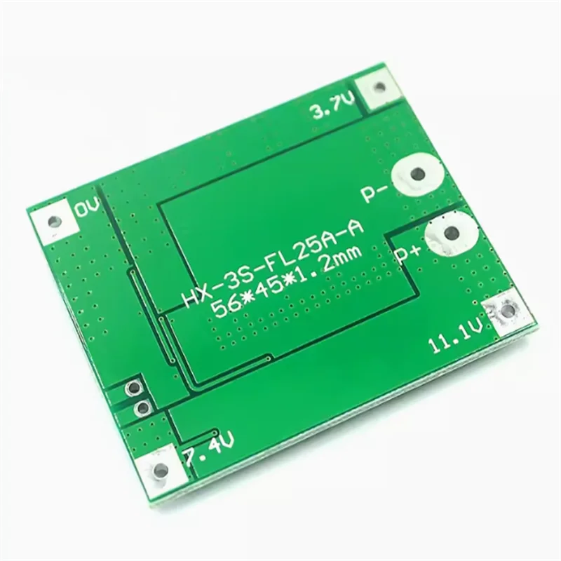 3-string 12V18650 lithium battery protection board with balanced 25A overcurrent, overcharge and overdischarge protection.