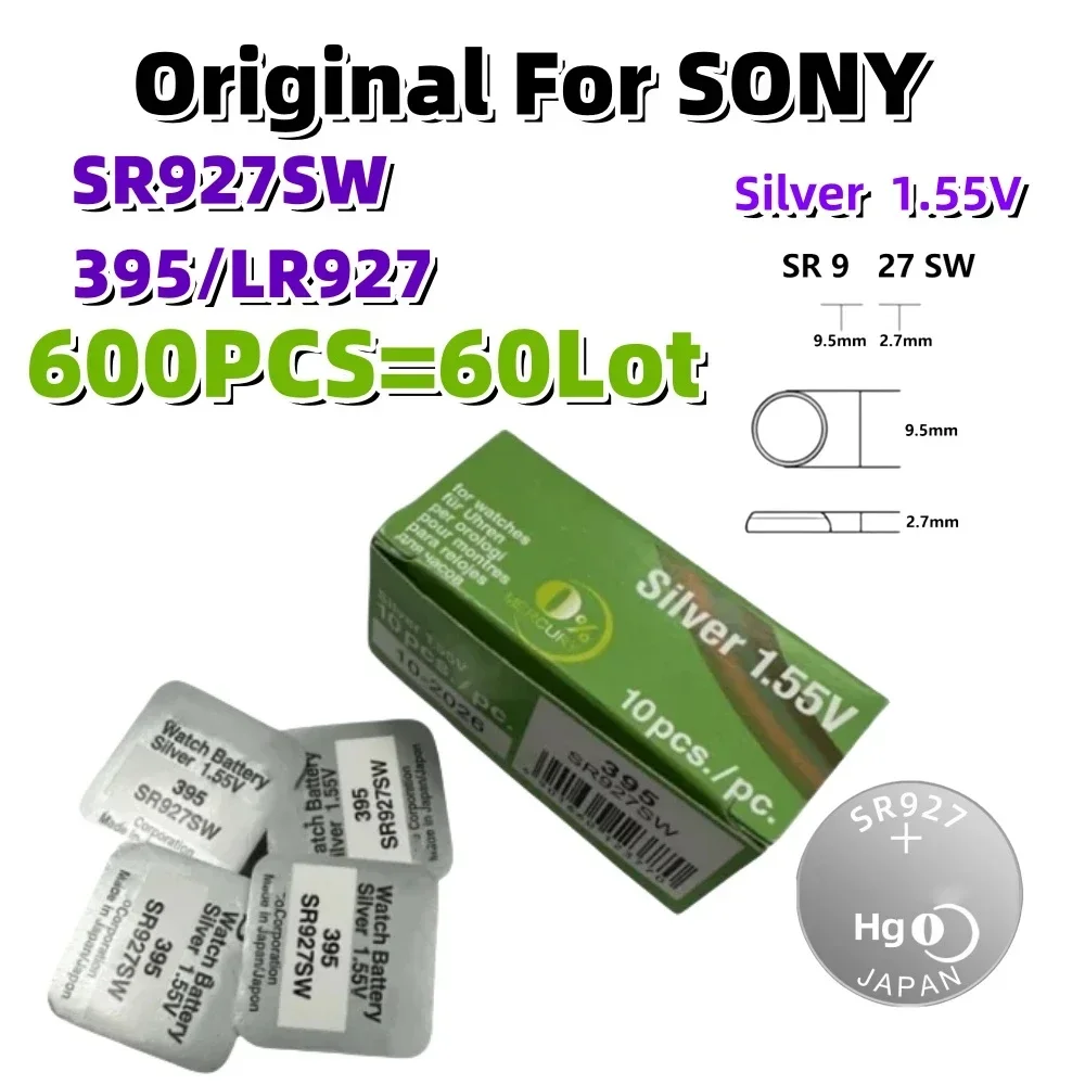 

600PCS Original For Sony SR927SW AG7 395 LR927 395A 1.55VLithium Batteries Button Cell for Watch Toys Control Calculator Toy