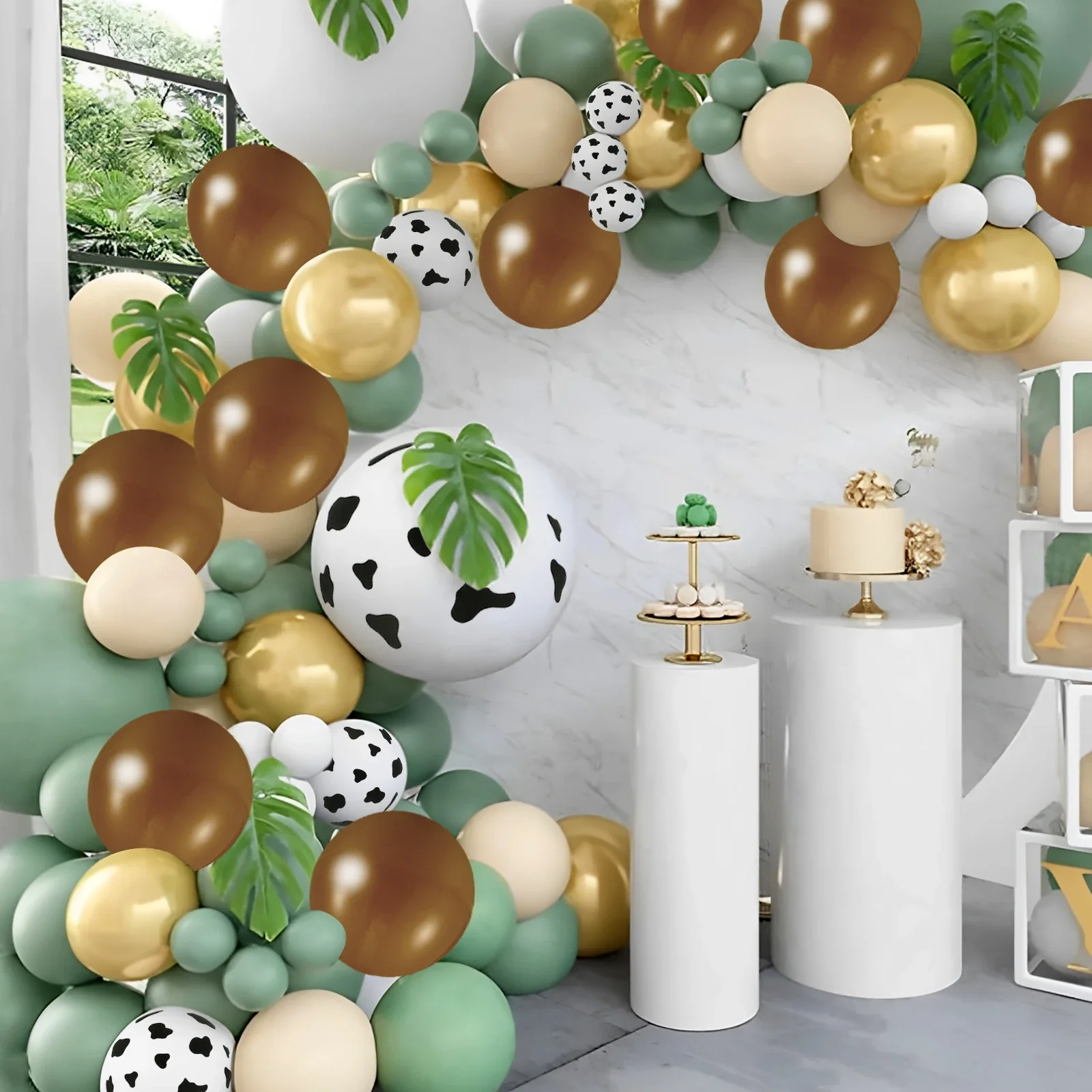 136pcs Green Balloon Garland Arch Kit Wedding Baloon Birthday Party Decoration Kids Baby Shower Retro Gold Sand White Balloon