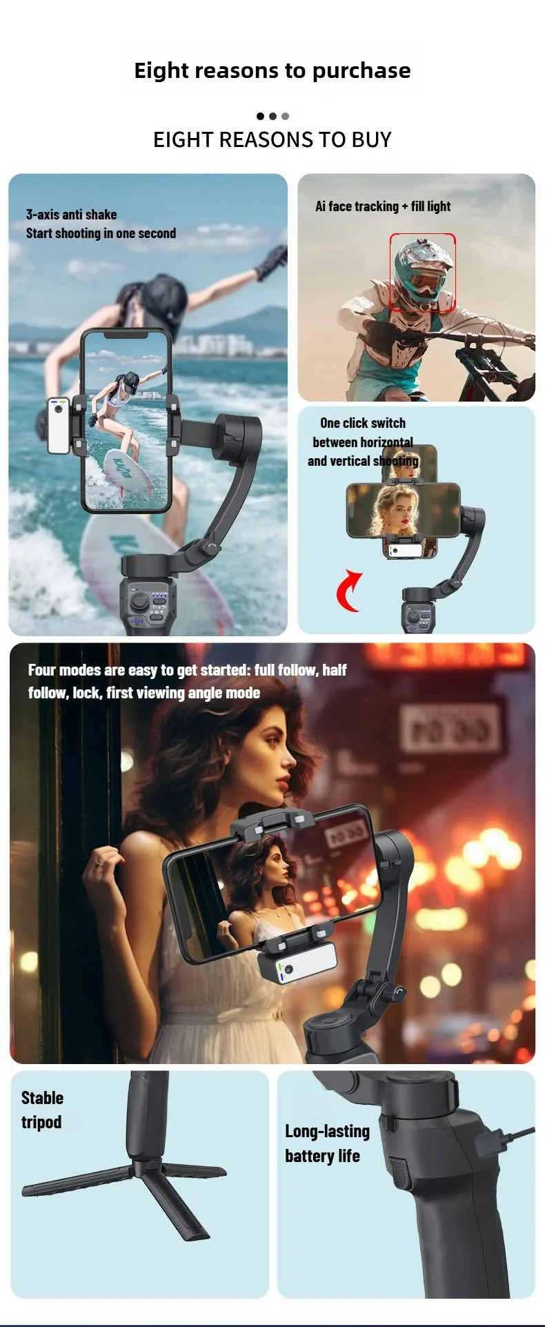 Description Picture 4 of itemMobile gimbal stabilizer ,Phone Stabilizer for Video Recording with Face/Object Tracking,3-Axis Gimbal for Android,iPhone
