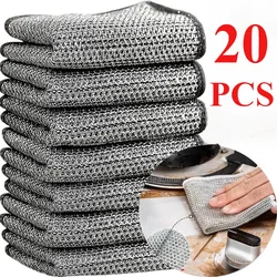 Thickened Magic Cleaning Cloth Non-Scratch Double-layer Iron Microfiber Mesh Dishrag Washing Pot Rags Kitchen Towel Clean Tools