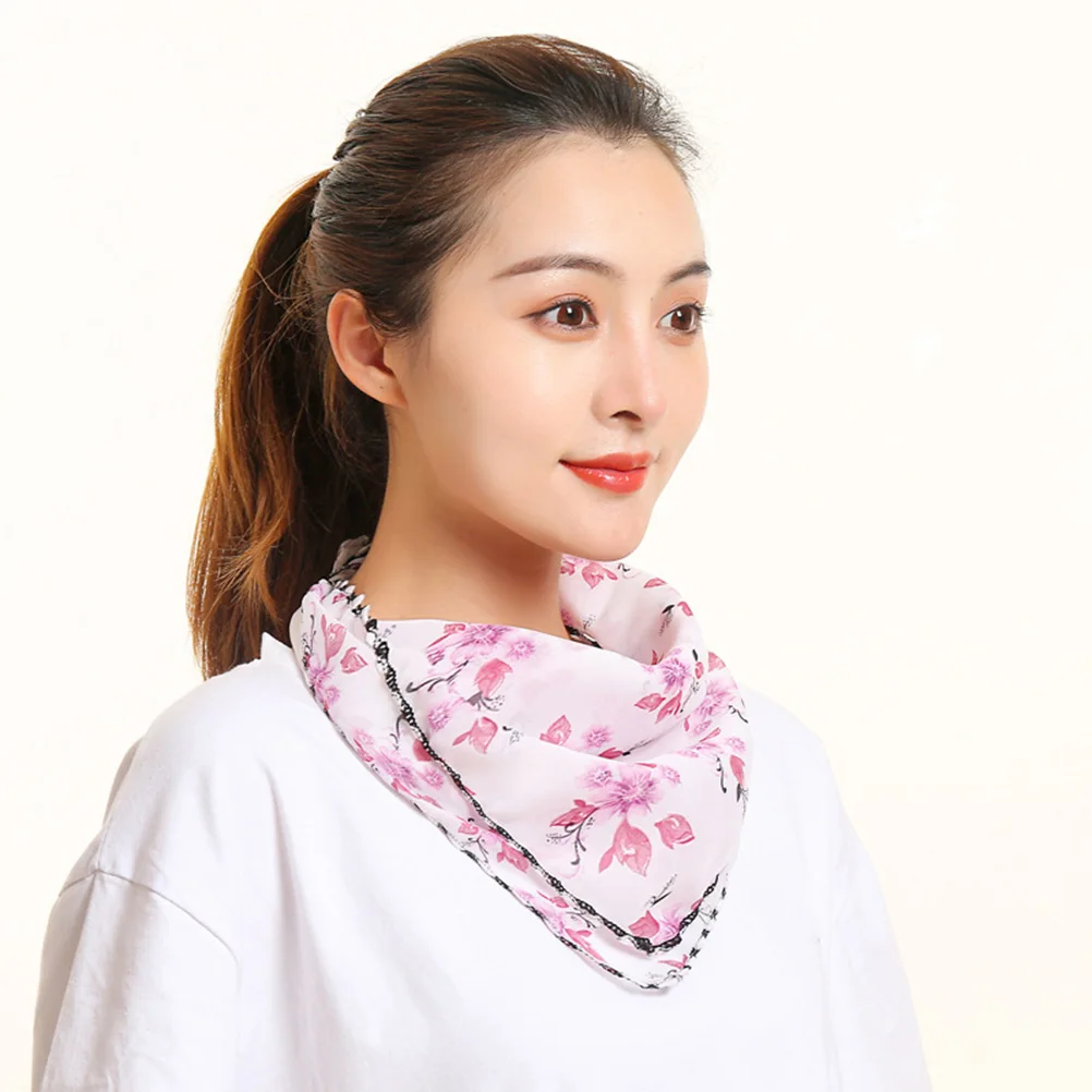 

2pcs Sun For Women Chiffon Pinting Face Mask Outdoor Colorful Neckerchief Mask Foldable Travel Gift For Mother Wife