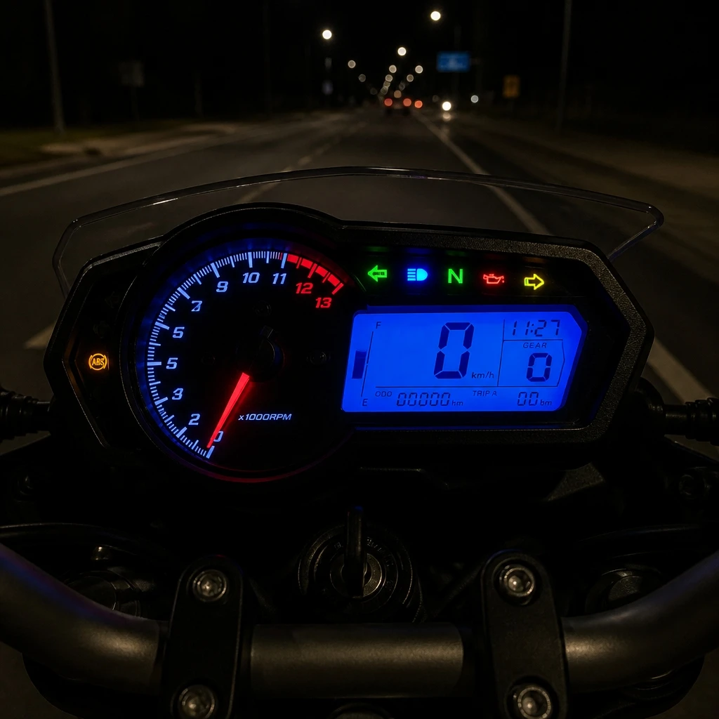 12V Motorbike Modified Multi-Function LCD Instrument Analog RPM Pointer Max 14000RPM Max 299km/h 7 Colors Backlight Speed TRIP O