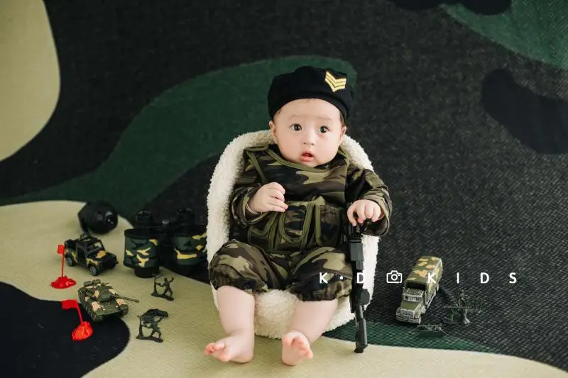 Special Forces Bai Bai Rizhao Male and Female Baby Camouflage Clothing Newborn Photography Clothing ニューボーンフォト  신생아