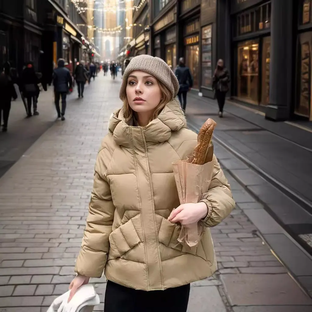 

Women's Winter down Cotton-Padded Jacket Short Hooded Fashion Thick Warm Coat New Trade Export
