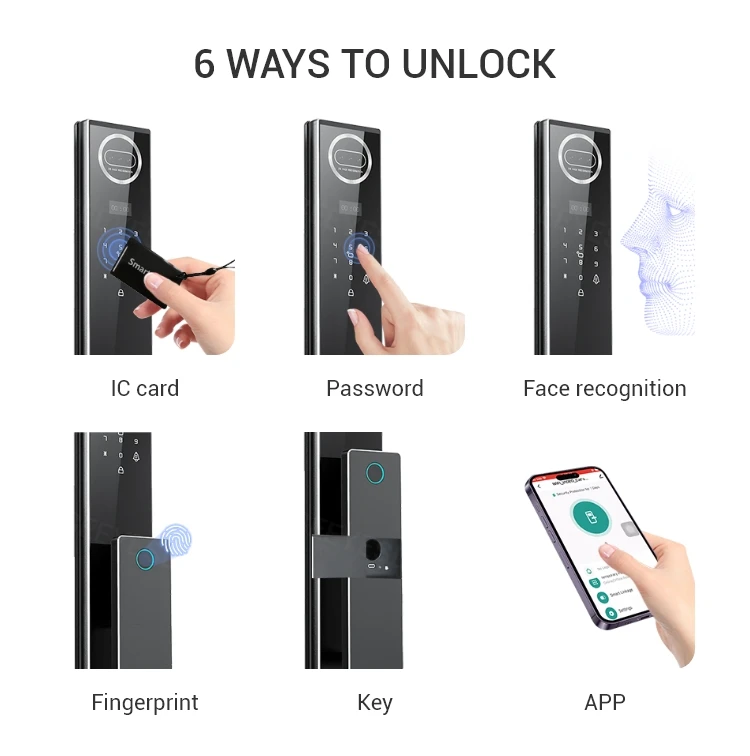 Foshan-Smart Fingerprint Bloqueio Elétrico, Acesso Keyless, Inteligente, Vidro Digital, Madeira, Porta de Alumínio, Segurança Apartamento