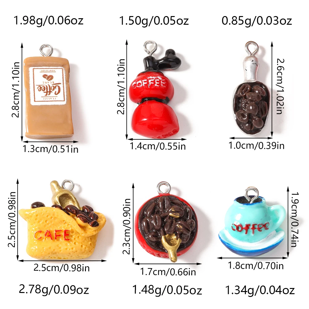 Tusember 10 Stück Kunstharz-Simulations-Lebensmittel-Anhänger Kaffee-Anhänger für Schmuckherstellung Ohrringe Halsketten Armbänder DIY-Zubehör – Detail 13