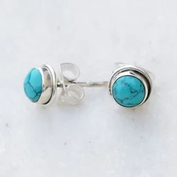 Fashion Imitation Natural Small Stud Earrings for Women Retro Ethnic Round Earrings Wedding Personalized Party Jewelry