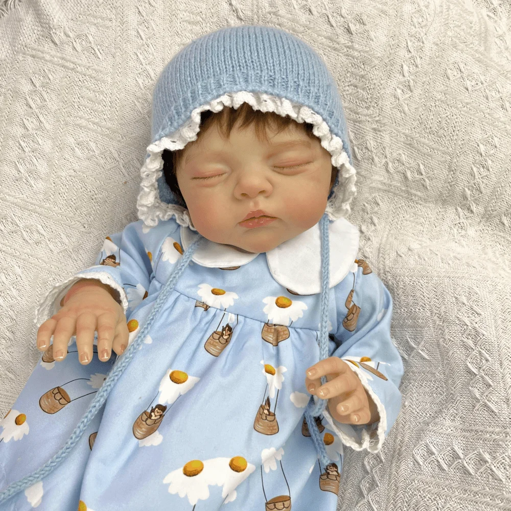 

BZDOLL Asleep 48 CM Reborn Baby Doll Toy Lifelike Vinyl Limbs Cloth Body 19inch Handmade Doll Lovely Birthday Gift For Kids