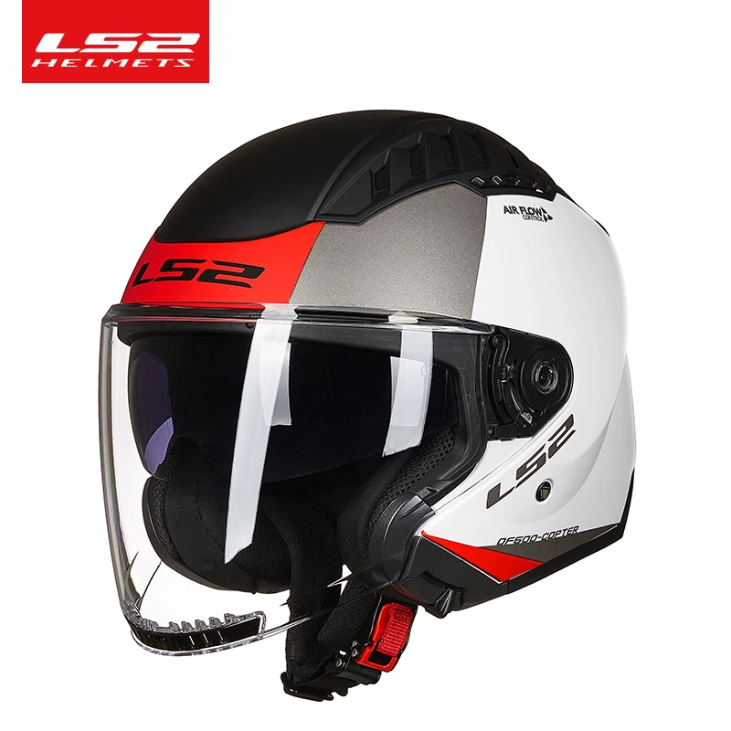 Original LS2 COPTER Retro Motorcycle Helmet with Dual Lens Scooter Man Women Vintage Capacete Ls2 Of600 Open Face Casco Moto