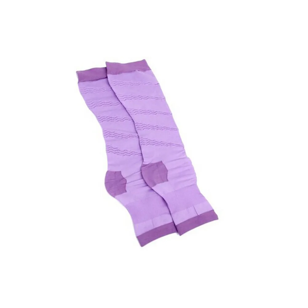 

Purple Open Toe Compression Socks For Women Slimming Thigh High Stockings Sweat Absorbing Anti Varicose Veins Size Us 5-8.5 Eu