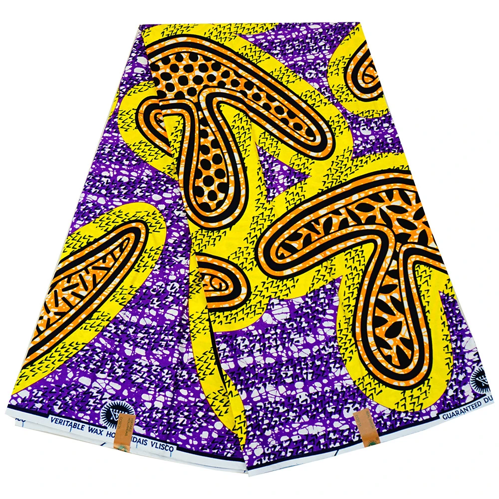 

24*24 6 ярдов в африканском стиле с принтом желто-фиолетовая восковая ткань, хлопчатобумажная ткань батик для подушек, одежды, занавесок, брюк R737