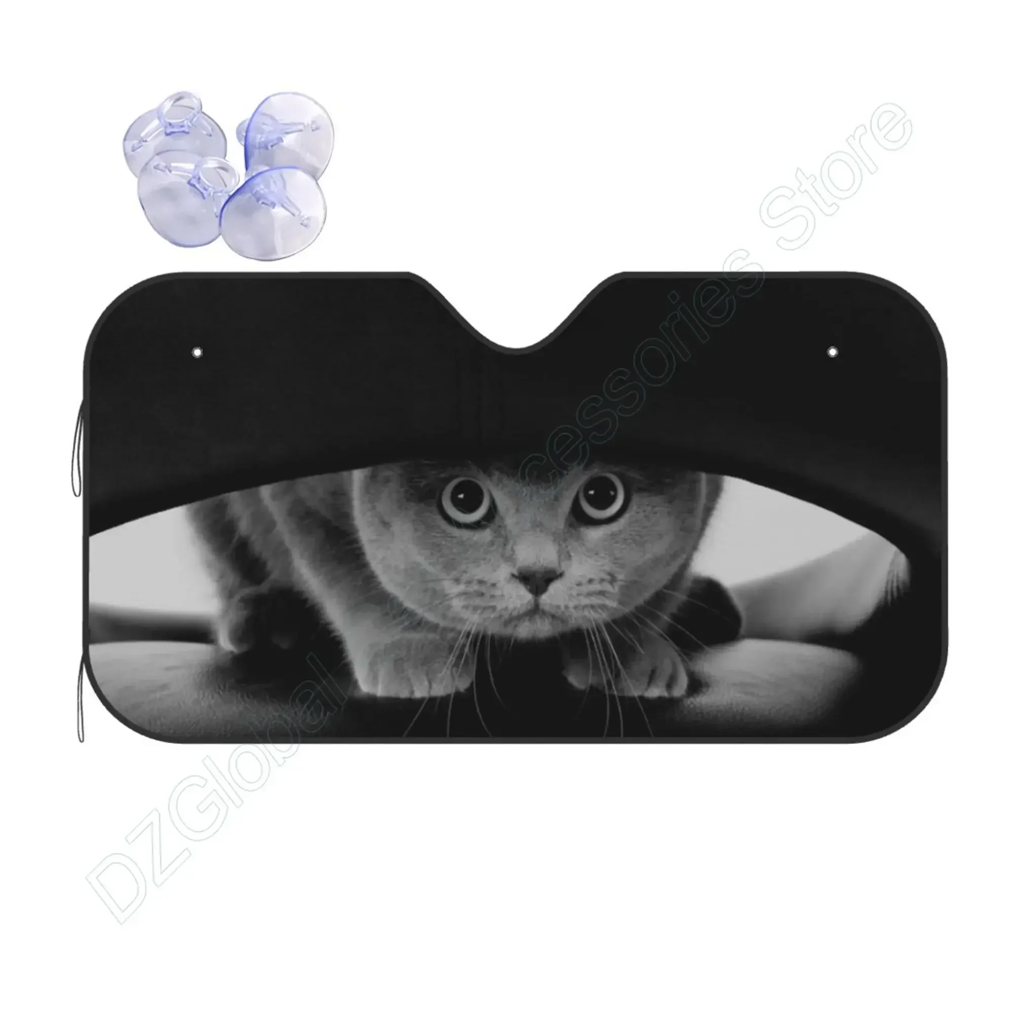 

Windshield Sun Shade Scottish Funny Cat Eyes Car Front Window Sunshade Blocker Uv Visor Retractable Automotive Sunshades