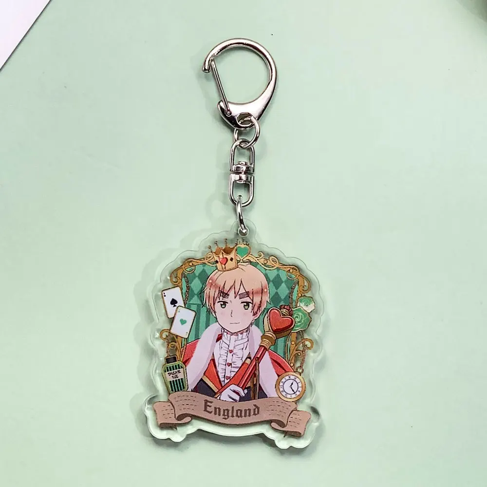 شخصيات أنيمي Hetalia الاكريليك سلسلة مفاتيح السيارة اكسسوارات العصرية Kawaii حقيبة سحر ظهره قلادة حلقة رئيسية هدايا للأصدقاء