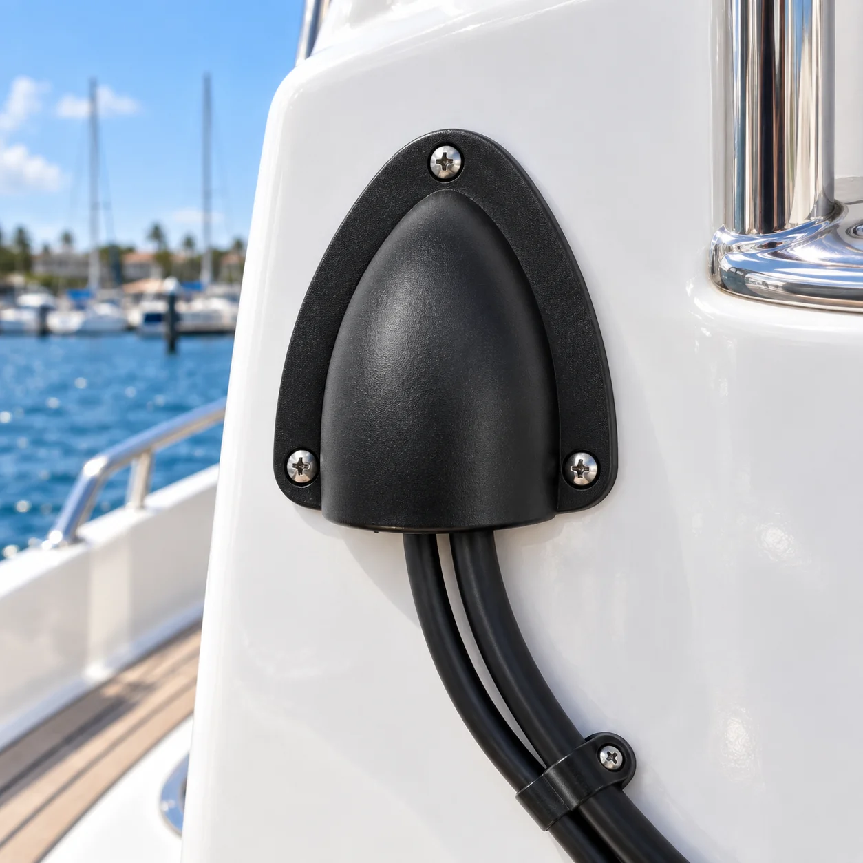 Clamshell Cable Vent Guard in Nylon Deck Outlet Cover for Wiring Pass-Through on Boats Yachts RVs Campers and Marine Hardware