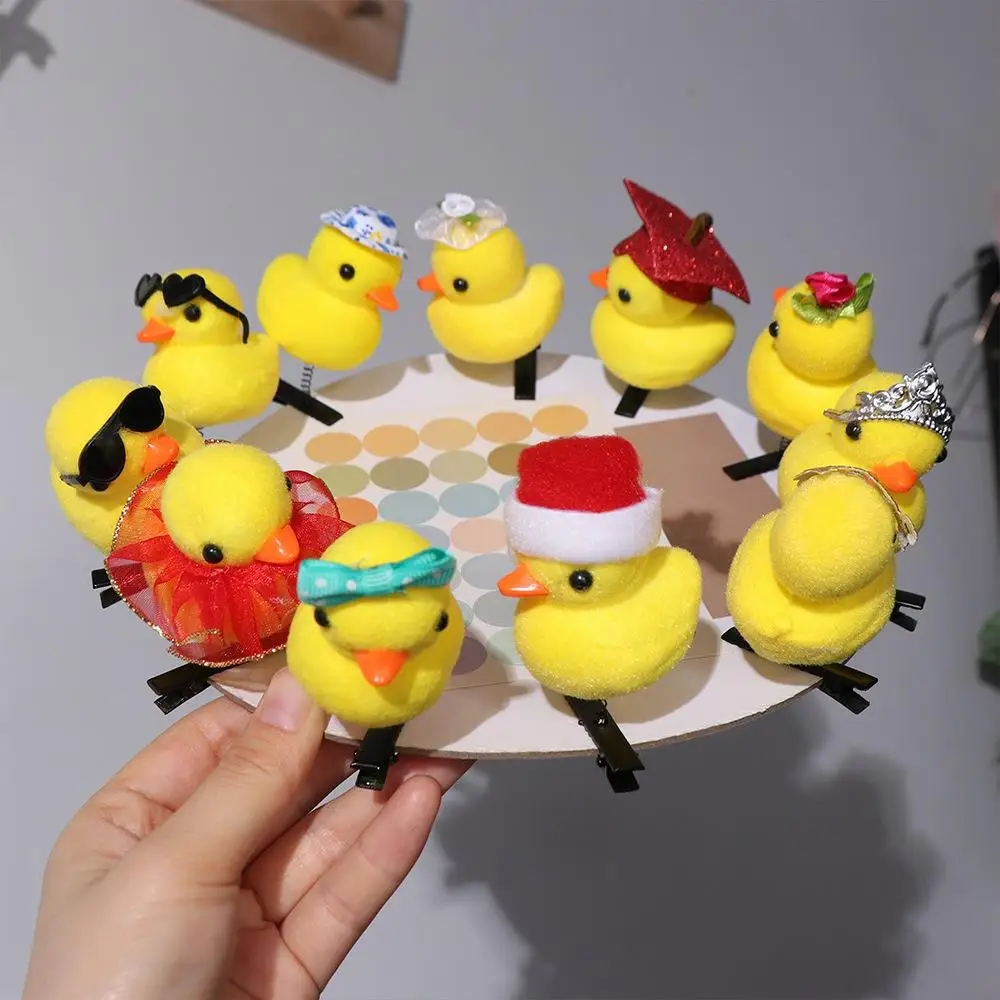 Cute Flower Duck Hair Clips Bowknot Plush Chicken Side Barrettes Animal Funny Cartoon Duckbill Clips Girls/Ladies