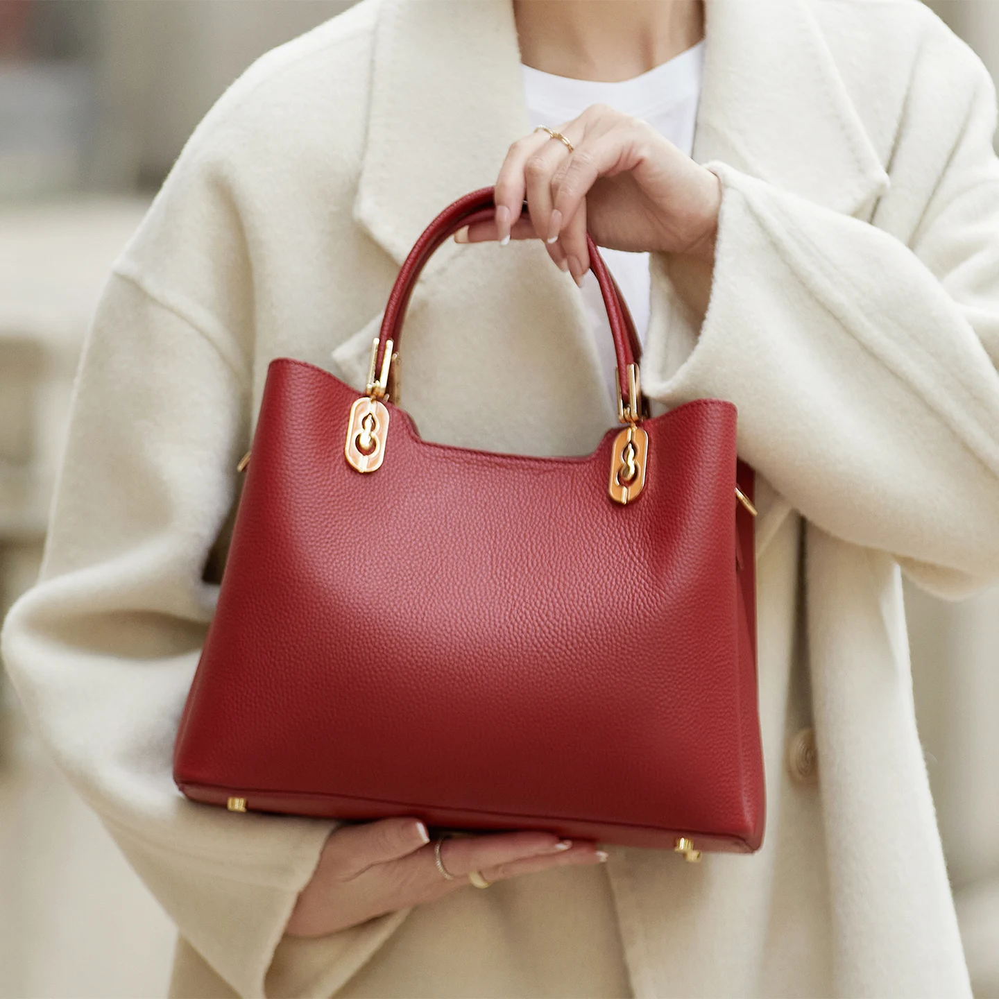 ZOOLER New Arrived Genuine Leather Handbag Classical Single Shoulder Bag Red Women Fashion Women Skin Purses High Quality#YC699