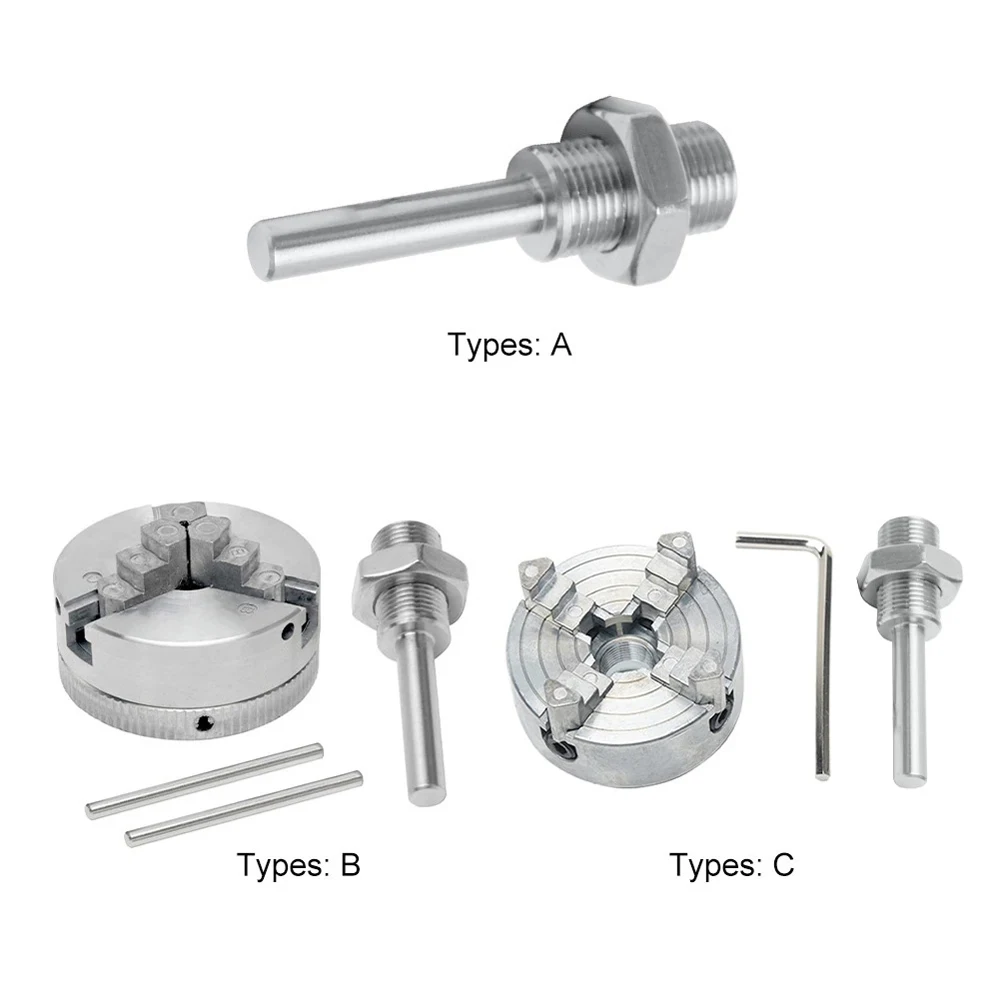 Zinc Alloy 4-Jaw/3 Jaw Chuck Connecting Rod Self Centering Wood Turning Chuck Optional Clamp Accessory for Mini Metal Lathe