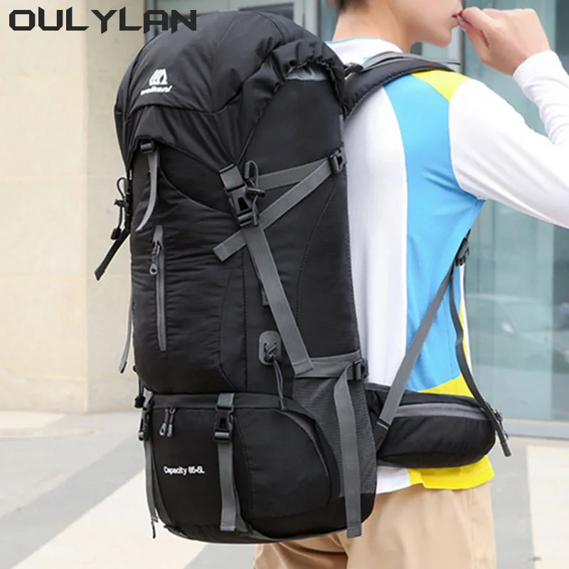 Oulylan Men Women Large Capacity 70L Travel Bag Camping Backpack Hiking Climbing Bags Outdoor Sport Shoulder Rucksack