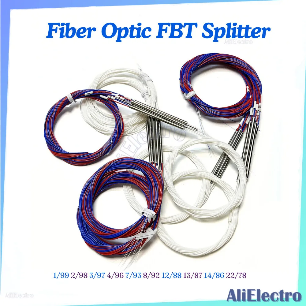 

50Pcs Fiber Optic FBT Splitter 1/99 2/98 3/97 4/96 7/93 8/92 12/88 Various Types 1X2 0.9Mm Ulanced Coupler Without Connectors