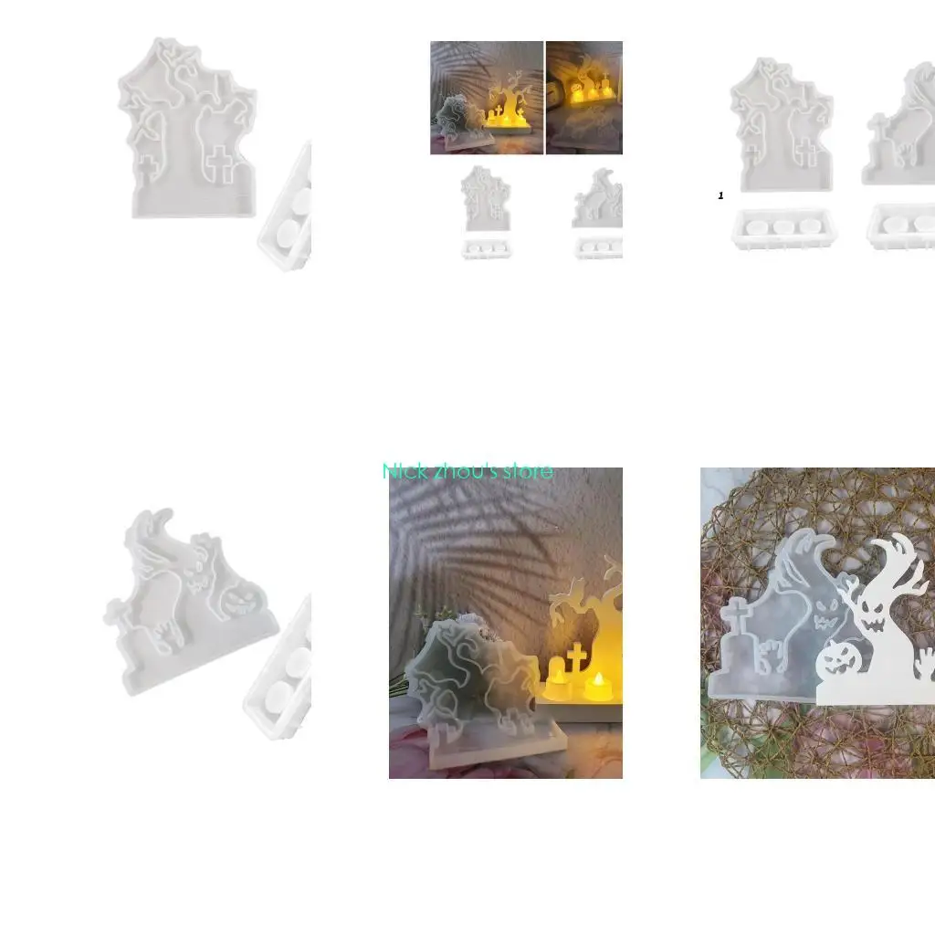 

E15E Silicone Base Moulds Stand Molds Halloween Theme Craft Molds Flexible Silicone Molds Hand-Making Supplies