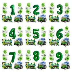 13 Piece Farm Green Tractor Train Birthday Decoration Tractor Train Party Supplies 32inch Digital Balloon Farm Barn Tractor Balloon Green Numbers Suitable for Birthday Decoration Shower Decoration Farm Theme Party