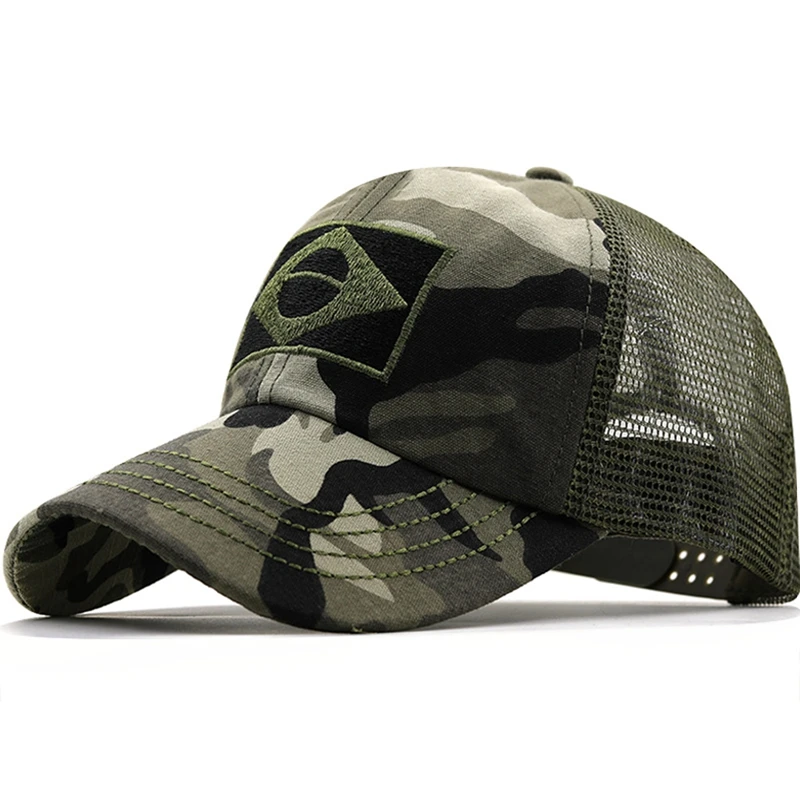 Brazilian Flag  Army Camouflage Baseball Cap Jungle Combat Caps Adjustable Outdoor Tactical Cotton Hunting Sports Summer Hat