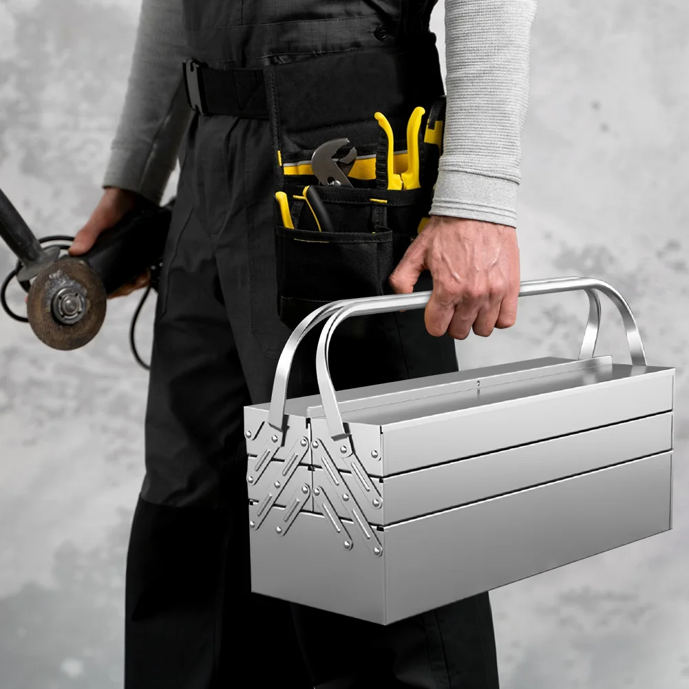 

Складной органайзер для инструментов из нержавеющей стали, 3 уровня, 5 выдвижных лотков, ящик для хранения метизов, винтов и гвоздей