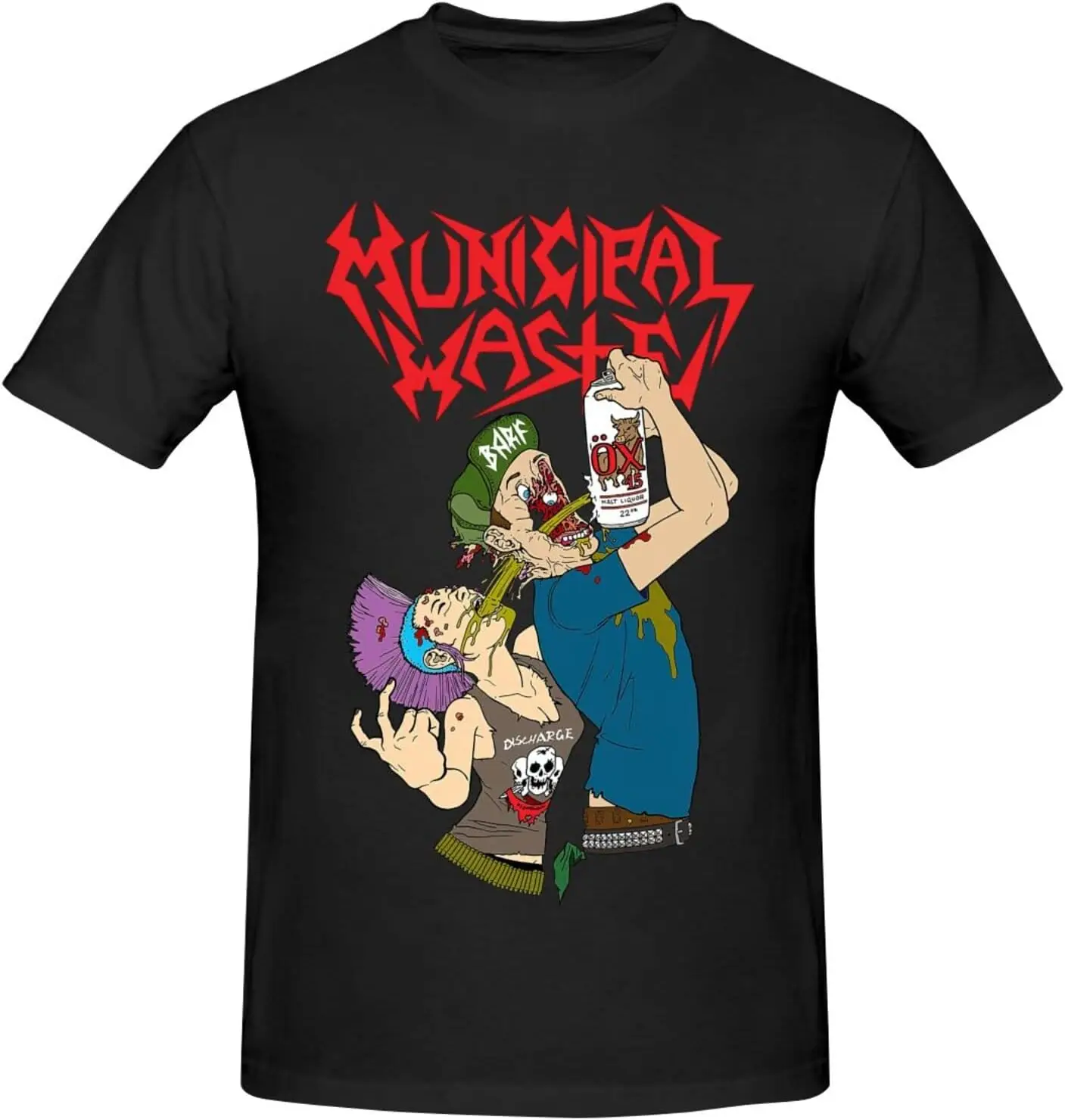 Municipal Rock Band Waste Men's Short Sleeve T Shirt Full Season Blouses Casual Outdoor Sports Top Medium Black