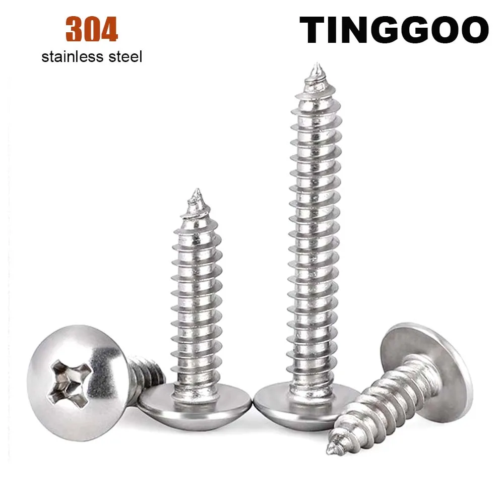 5 to 50pcs M2.2 M2.9 M3.5 M3.9 M4.2 M4.8 M5.5 M6.3 304 Stainless Steel JISB1122T Phillips Truss Big Head Self Tapping Wood Screw