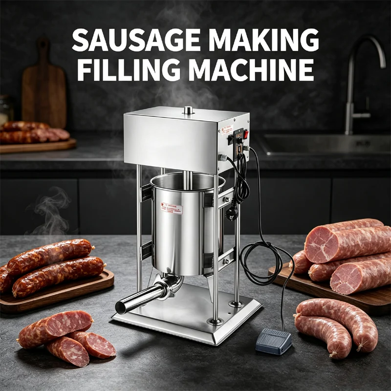 10L/12L /15L/20L/25L/30L Sausage Stuffer Filling Machine Stainless Steel Making Sausage Machine Commercial With 4 Filling Funnel