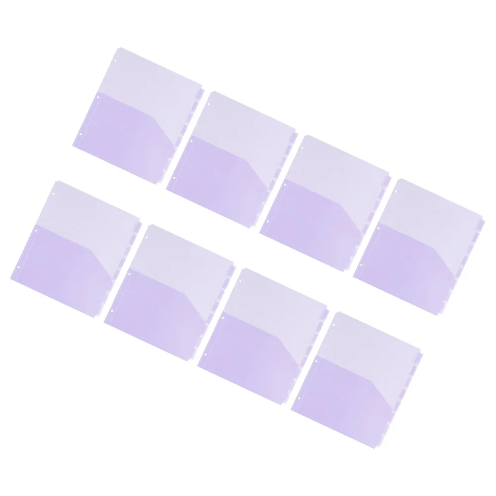 8 Pcs Document Divider Bag Pocket Folders A4 Papers Colorcoded Organization Three Ring Binders Plastic Storage