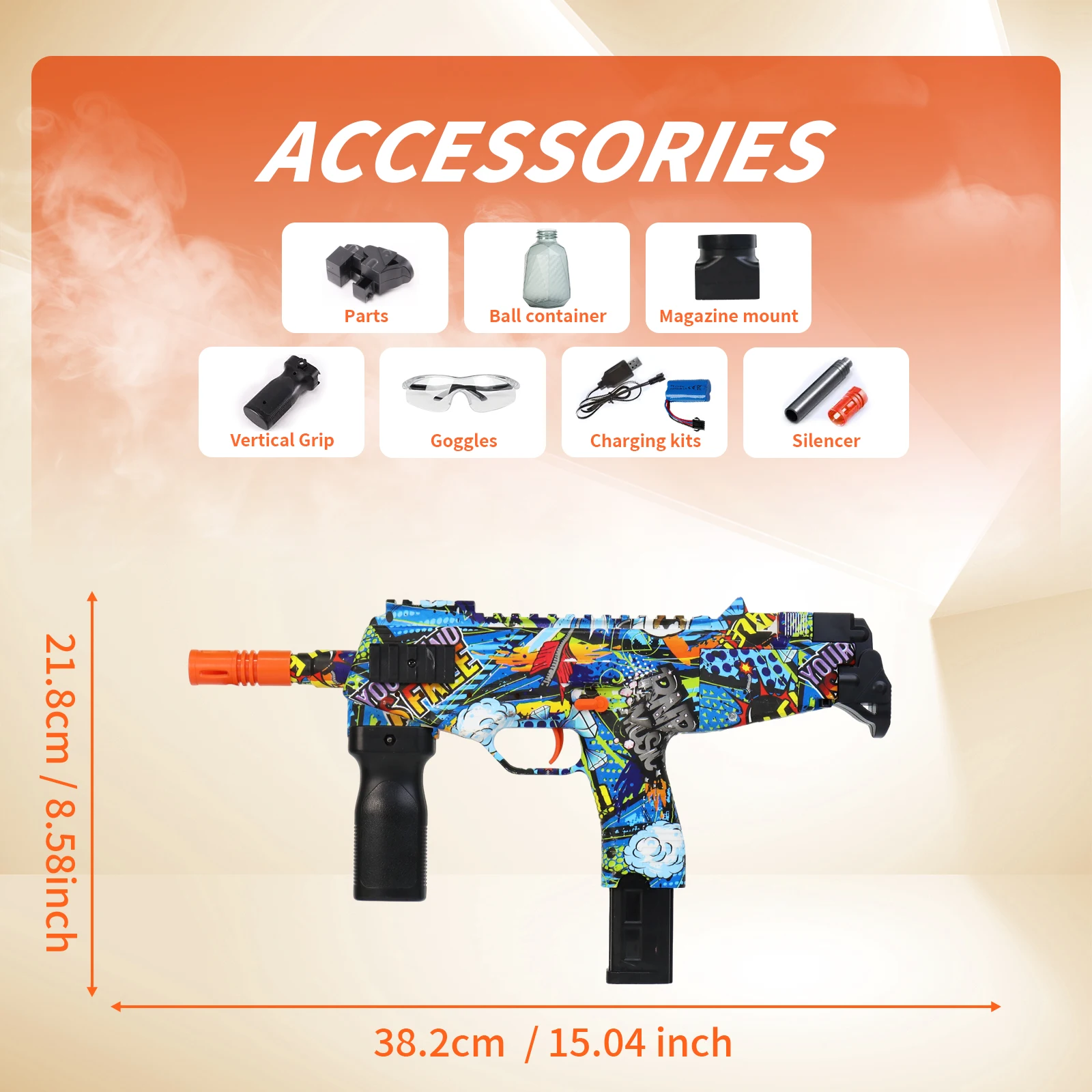 UZI ชาร์จไฟฟ้า Blaster - ปืนของเล่นกลางแจ้งอัตโนมัติสําหรับทีมต่อสู้ - ของขวัญในอุดมคติ (ไม่รวมกระสุน)