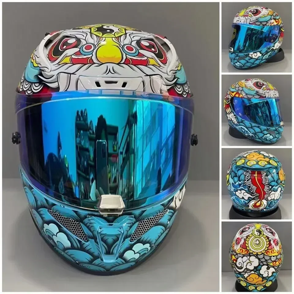 Top Version of HJC Venom Lion Motorcycle Racing Competition Protection Four Seasons Helmet Ultra Light Motocross Casco Moto DOT