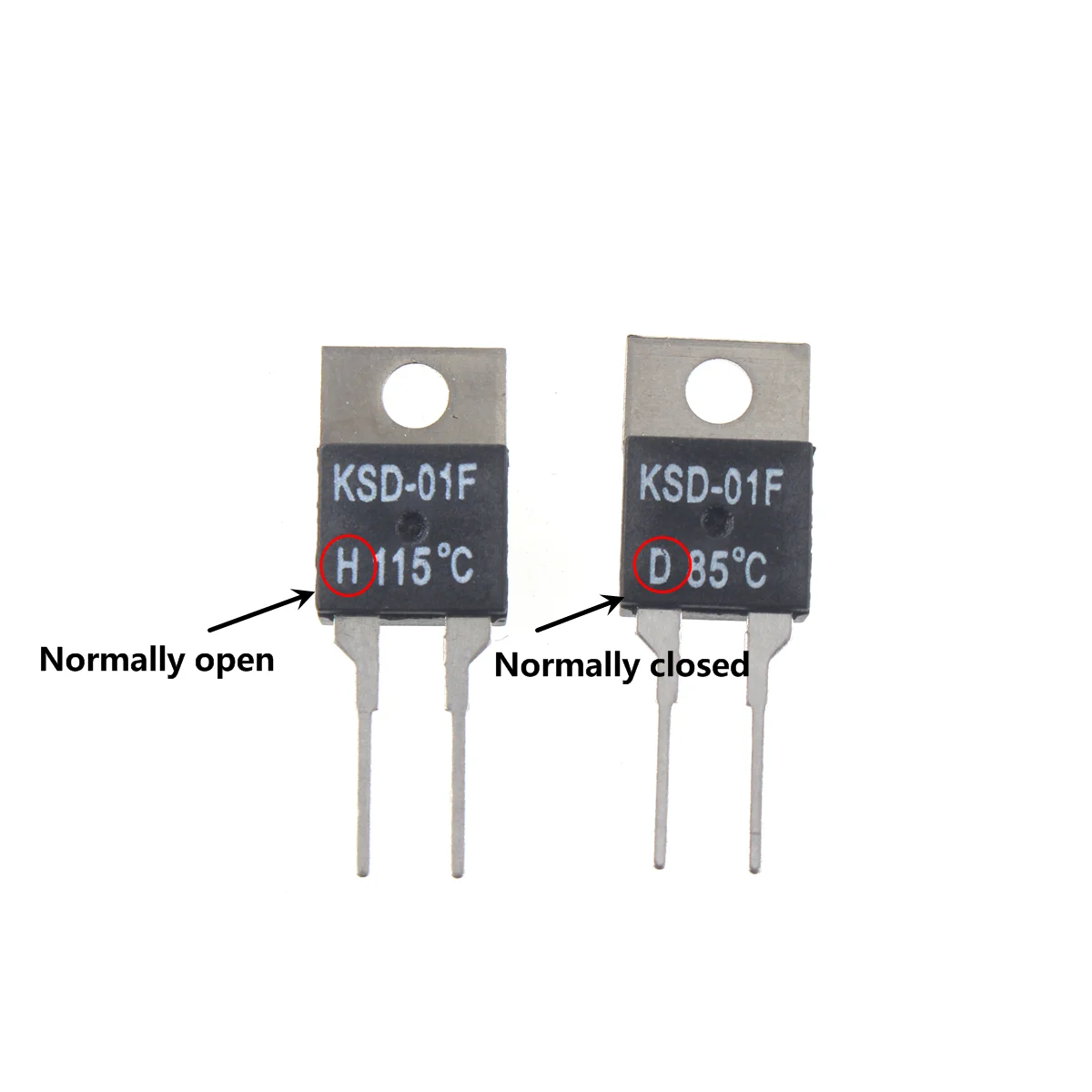 5PCS KSD-01F 40 50 55 60 70 75 80-150 Degree Celsius Normally Open Close Temperature Switch Thermostat Thermal Protector TO-220