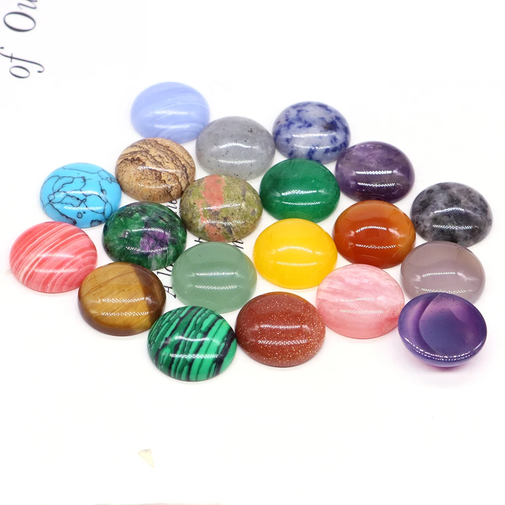 5pcs/Lot Natural Stone Cabochon Round Gemstone Beads DIY Crystal Healing Ring Necklace Jewelry Making 6 8 10 12 14 16 18 20 25mm view 4