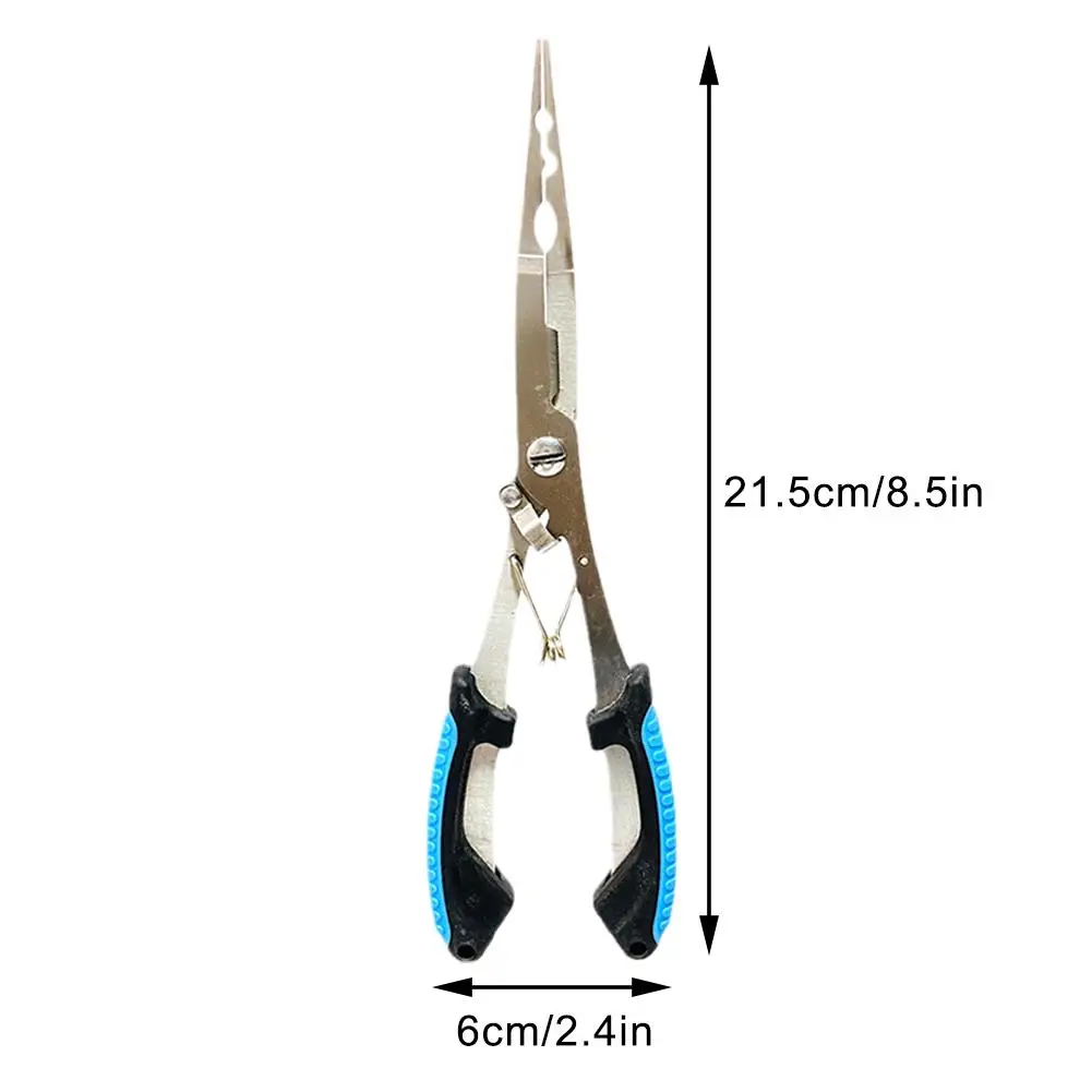 Fish Pliers Long Nose Anti-slip High-strength Multifunctional Cut Fishing Line Fishing Tied Hooks Pliers Angling Equipment