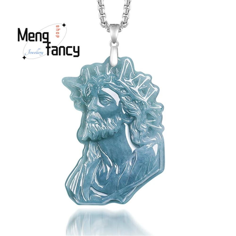 

Натуральный нефритовый кулон из жадеита класса А, цвета «голубая вода», с серебряной застежкой S925, в национальном стиле, популярное модное украшение-талисман