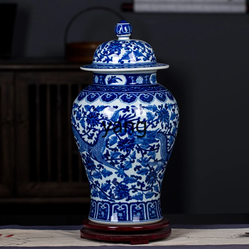 

LTT Chinese antique firewood kiln dragon pattern vase ornament home living room entrance decoration
